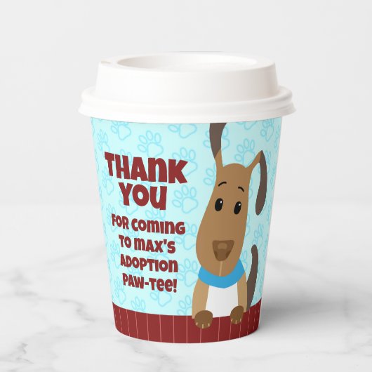 可愛い犬のフェンスでペット養子縁組パットプリントありがとう 紙コップ (裏面)