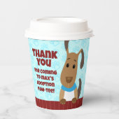 可愛い犬のフェンスでペット養子縁組パットプリントありがとう 紙コップ (正面)