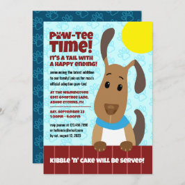 可愛い犬のフェンスでペット養子縁組ポープリントポークポークティー！ 招待状