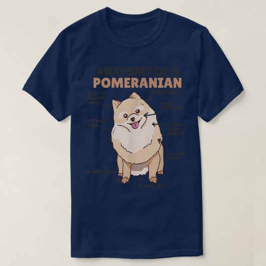 可愛い犬のポメラニア犬の構造おもしろいポメラニア犬 Tシャツ (デザイン正面)
