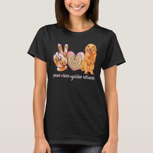 可愛い犬のママ 母の日 ゴールデンレトリバー 平和 愛 Tシャツ (正面)