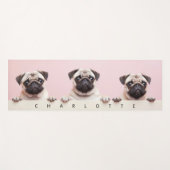 可愛い犬のモダンピンクパーソナライズされたの名前 ヨガマット (正面(横))