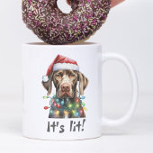 可愛い犬のモダン台本の水の色のクリおもしろいスマス ツートーンマグカップ