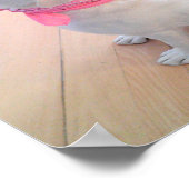 可愛い犬の写真アップ文字ピンク ポスター (角)