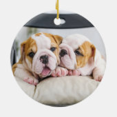 可愛い犬の写真引用文 セラミックオーナメント (裏面)