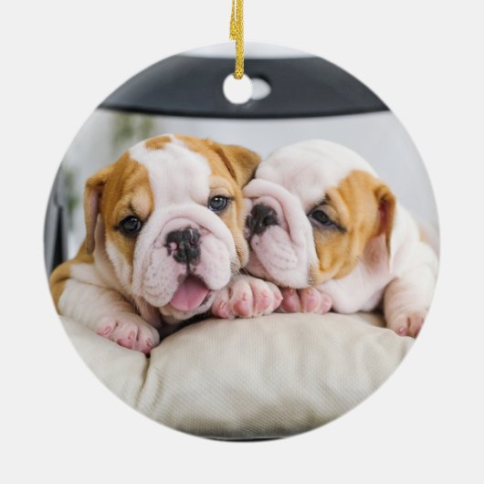 可愛い犬の写真引用文 セラミックオーナメント (裏面)