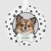 可愛い犬の名前の年の骨の黒い手のプリント写真 オーナメント (裏面)