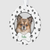 可愛い犬の名前の年の骨の黒い手のプリント写真 オーナメント (正面)