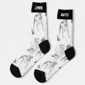 可愛い犬の品種スケッチパターンパピースラバー ソックス (左)