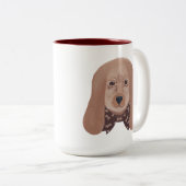 可愛い犬の大きな耳の絵画コーヒーマグ ツートーンマグカップ (正面右)