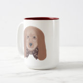 可愛い犬の大きな耳の絵画コーヒーマグ ツートーンマグカップ (正面左)