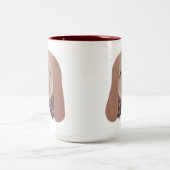 可愛い犬の大きな耳の絵画コーヒーマグ ツートーンマグカップ (中央)