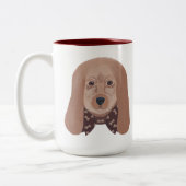 可愛い犬の大きな耳の絵画コーヒーマグ ツートーンマグカップ (左)