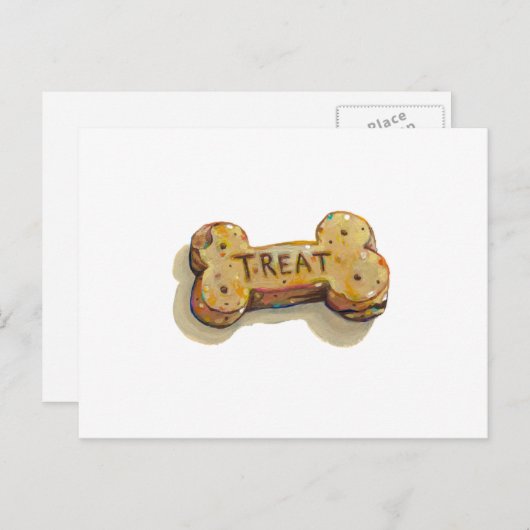 可愛い犬の恋人アート絵画おもしろいの犬はビスケットを扱う ポストカード (正面/裏面)