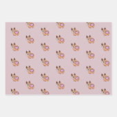 可愛い犬の恋人ピンクハートバレンタインデー ラッピングペーパーシート (正面3)