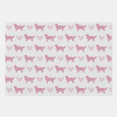 可愛い犬の恋人ピンクハートバレンタインデー ラッピングペーパーシート (正面2)