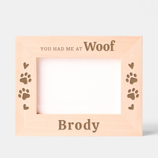 可愛い犬の恋人 – WOOF – 木パーソナライズされたの写真 レーザー彫刻フレーム (正面)
