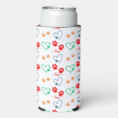 可愛い犬の手のプリントと愛のハート写真 スリム缶クーラー (Seltzer裏面)