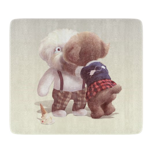 可愛い犬の抱き締め カッティングボード (正面)