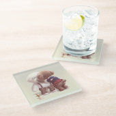 可愛い犬の抱き締め ガラスコースター (アングル)