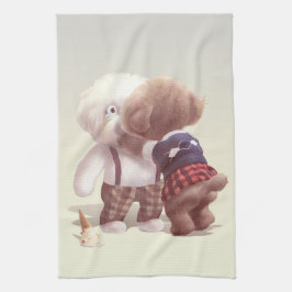 可愛い犬の抱き締め キッチンタオル