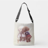 可愛い犬の抱き締め クロスボディバッグ (正面)