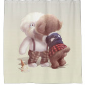 可愛い犬の抱き締め シャワーカーテン (正面)