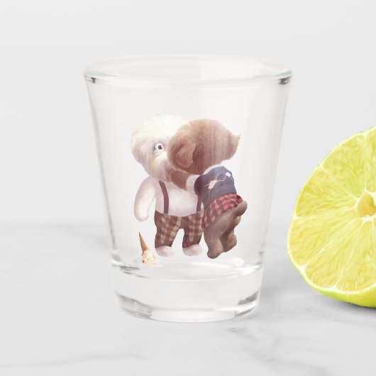 可愛い犬の抱き締め ショットグラス (正面)