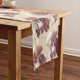 可愛い犬の抱き締め ショートテーブルランナー