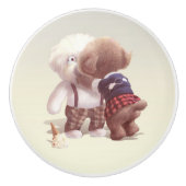 可愛い犬の抱き締め セラミックノブ (正面)