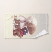 可愛い犬の抱き締め バスタオルセット (ハンドタオル)