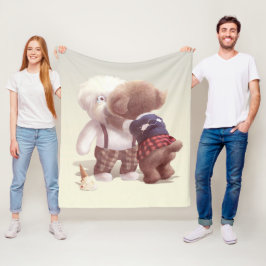 可愛い犬の抱き締め フリースブランケット