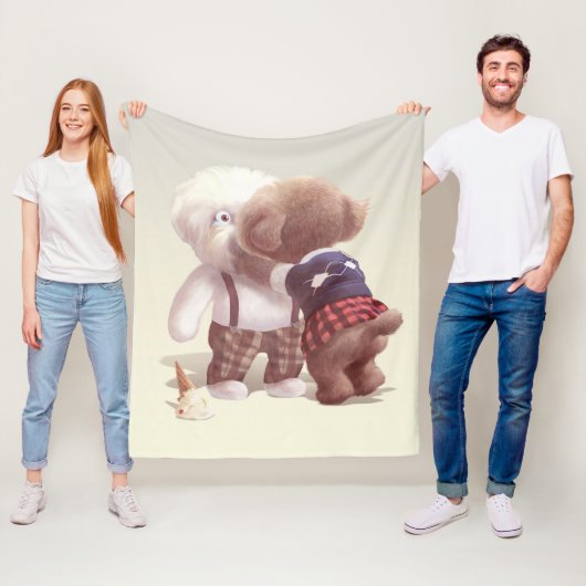 可愛い犬の抱き締め フリースブランケット (インサイチュ)