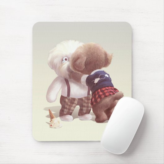 可愛い犬の抱き締め マウスパッド (マウス)