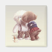 可愛い犬の抱き締め マグネット (正面)