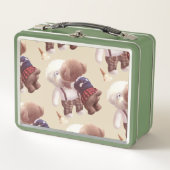 可愛い犬の抱き締め メタルランチボックス (正面)