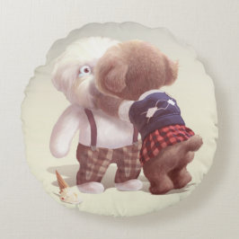 可愛い犬の抱き締め ラウンドクッション