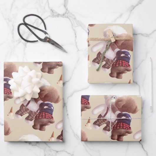 可愛い犬の抱き締め ラッピングペーパーシート (正面)