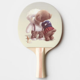 可愛い犬の抱き締め 卓球ラケット
