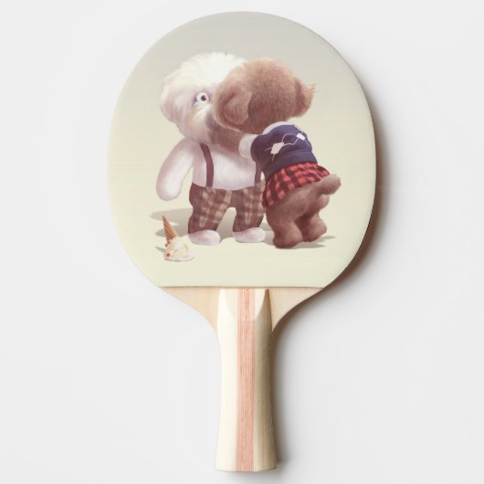 可愛い犬の抱き締め 卓球ラケット (正面)