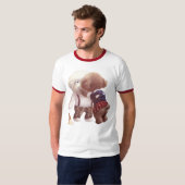 可愛い犬の抱き締め Tシャツ (正面フル)