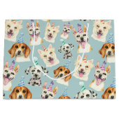可愛い犬の柄パーティー帽子誕生日 ラージペーパーバッグ (正面)
