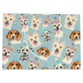可愛い犬の柄パーティー帽子誕生日 ラージペーパーバッグ (裏面)