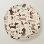 可愛い犬の柄 ラウンドクッション (裏面)