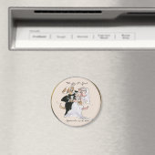 可愛い犬の漫画の結婚式は日付の磁石を保存 マグネット (インサイチュ (食洗機))