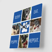 可愛い犬の睡眠リピーター動物好きの現代を食べる スクエア壁時計 (傾斜)