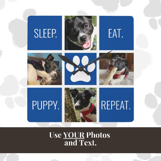 可愛い犬の睡眠リピーター動物好きの現代を食べる スクエア壁時計