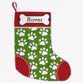 可愛い犬の肉柄のパターカスタムンのペット名 スモールクリスマスストッキング (正面)