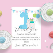 可愛い犬の隣の青のナンバーワン第1誕生日 サンキューカード