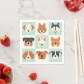 可愛い犬はライトブルーの柄を育てる スタンダードカクテルナプキン (インサイチュ)